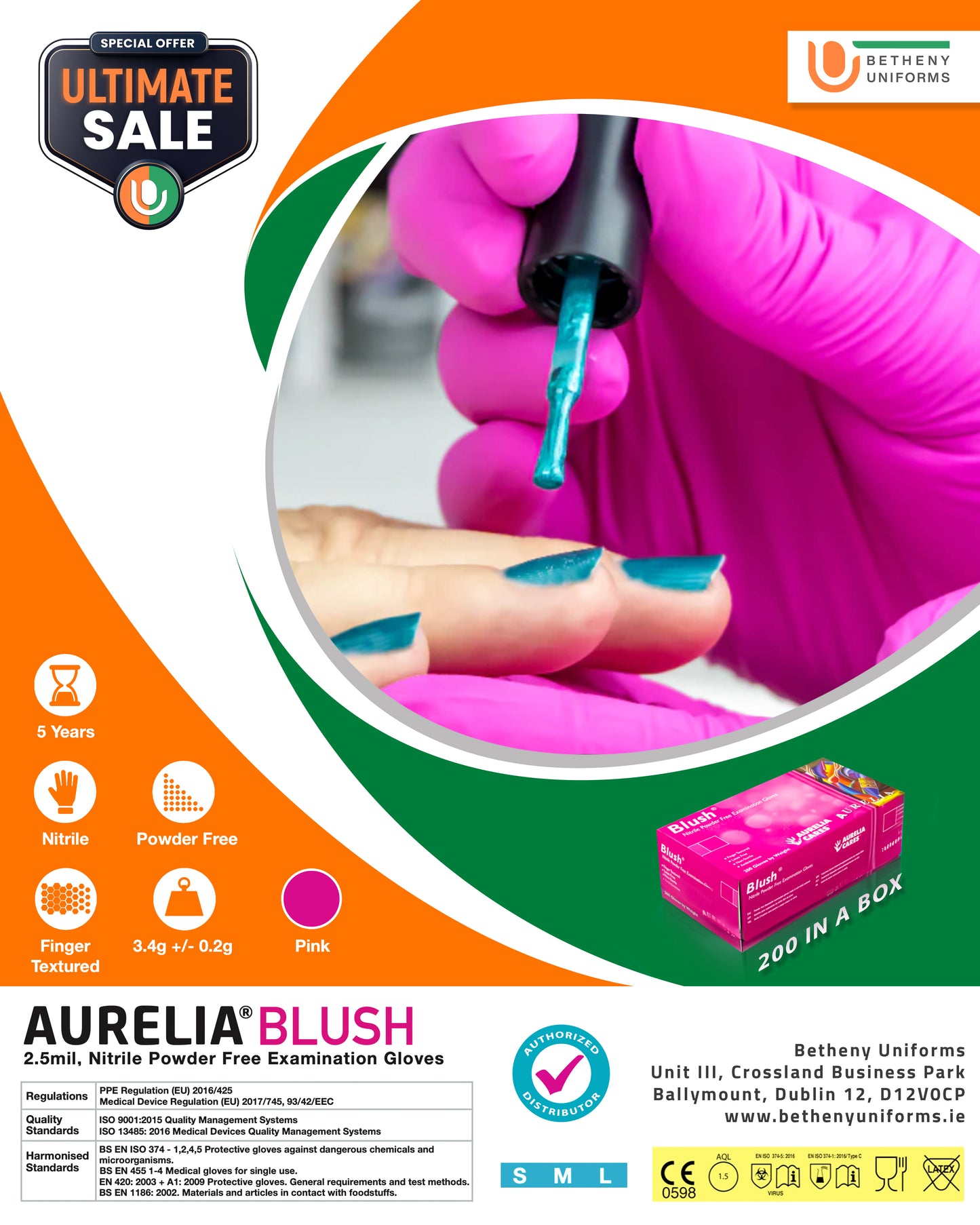 Blush® Pink Nitrile Gloves Box of 200