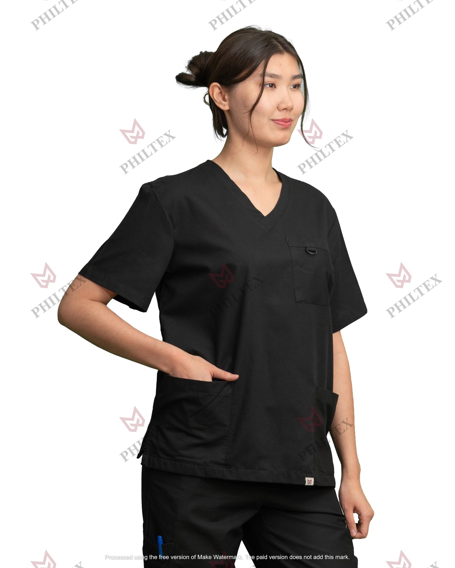 PhilTex Premium Unisex Scrub Tops Black