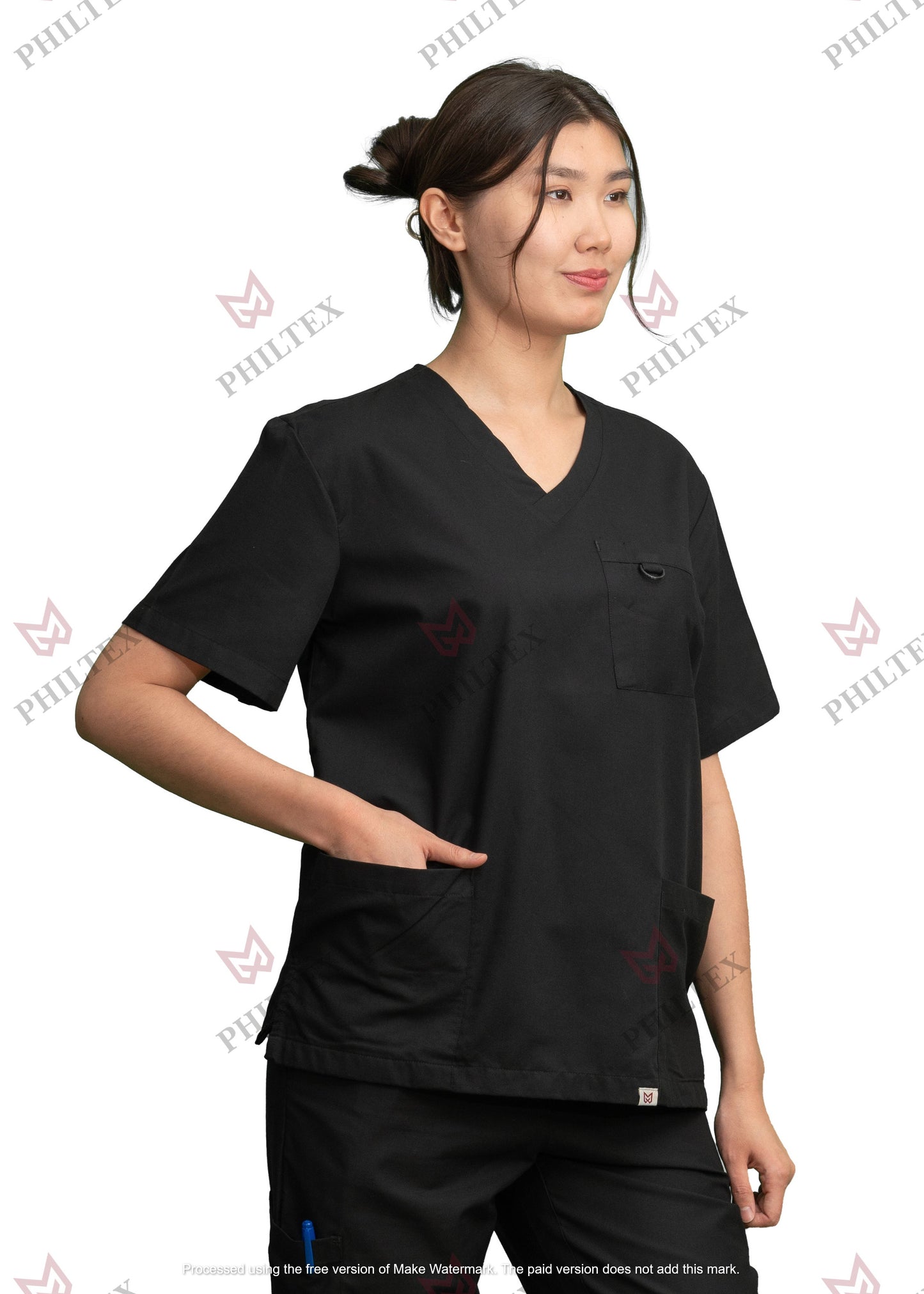 PhilTex Premium Unisex Scrub Tops Black
