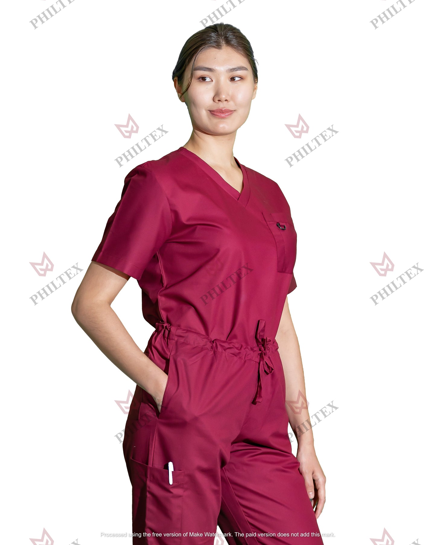 PhilTex Premium Scrub Top Burgundy