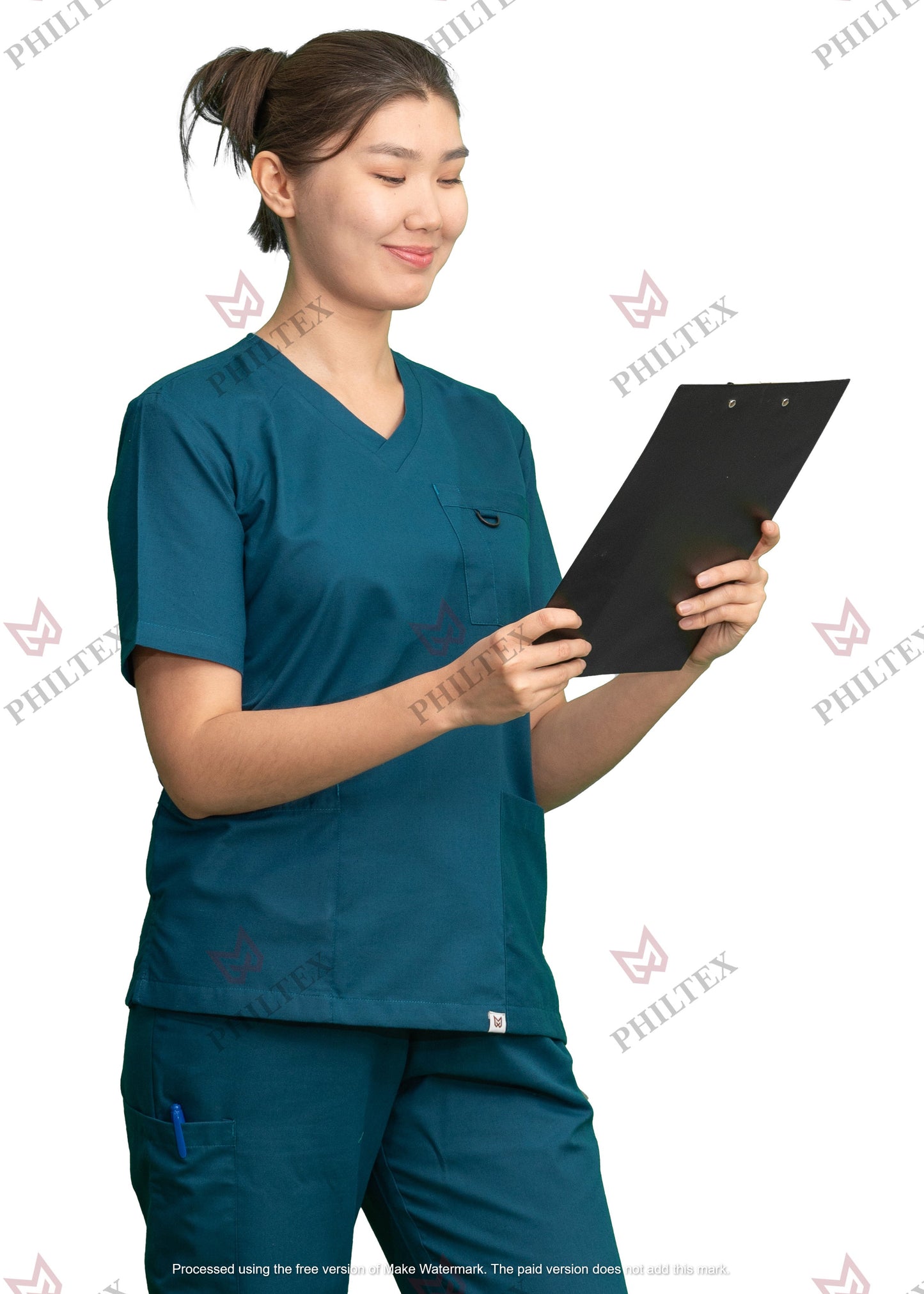 PhilTex Premium Unisex Scrub Top Caribbean Blue