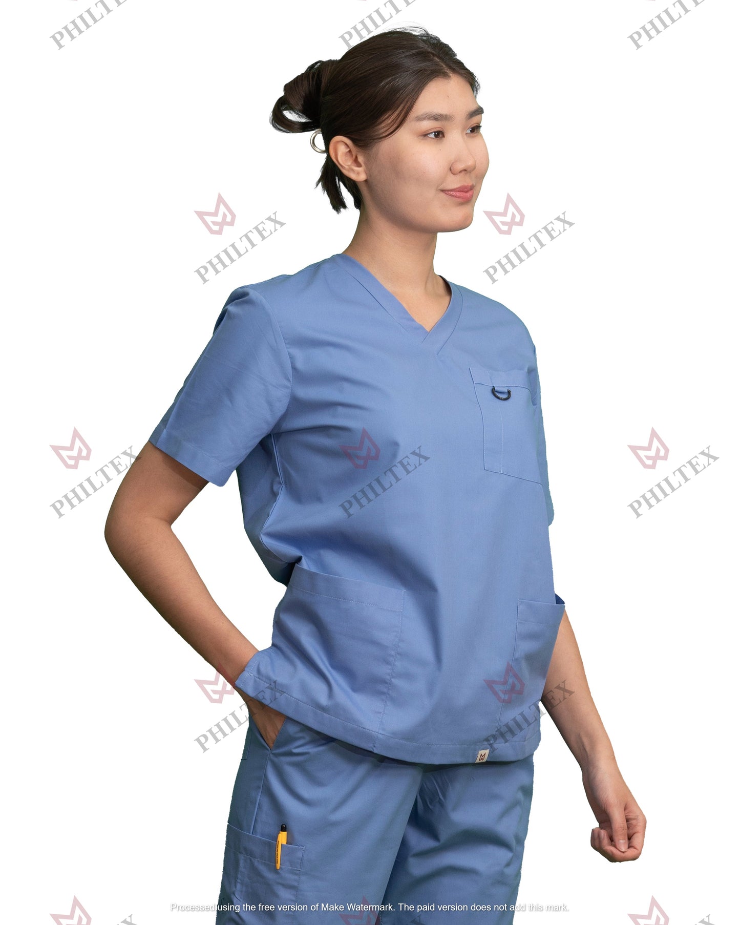 PhilTex Premium Scrub Top Ceil Blue