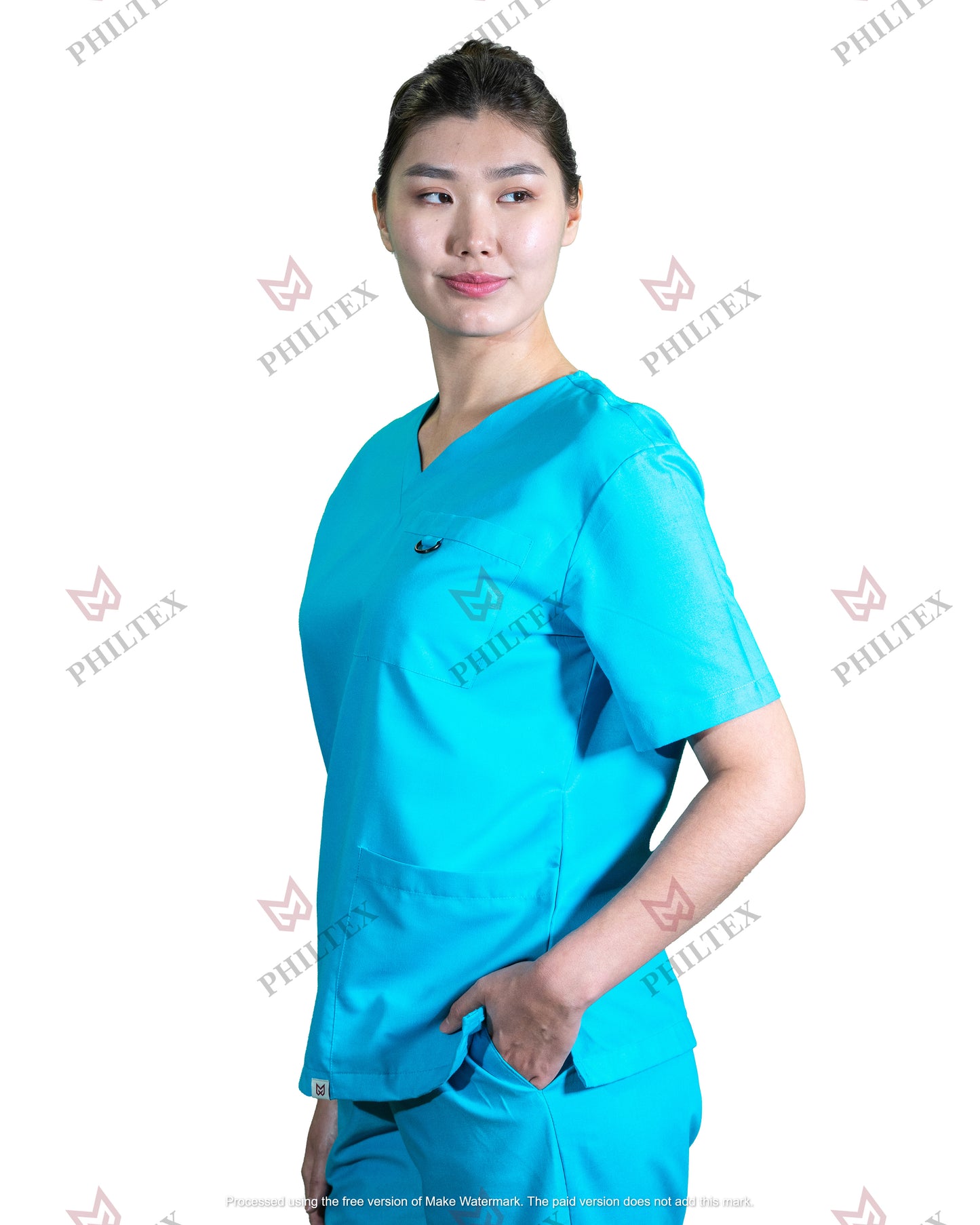 PhilTex Premium Unisex Scrub Top Electric Blue
