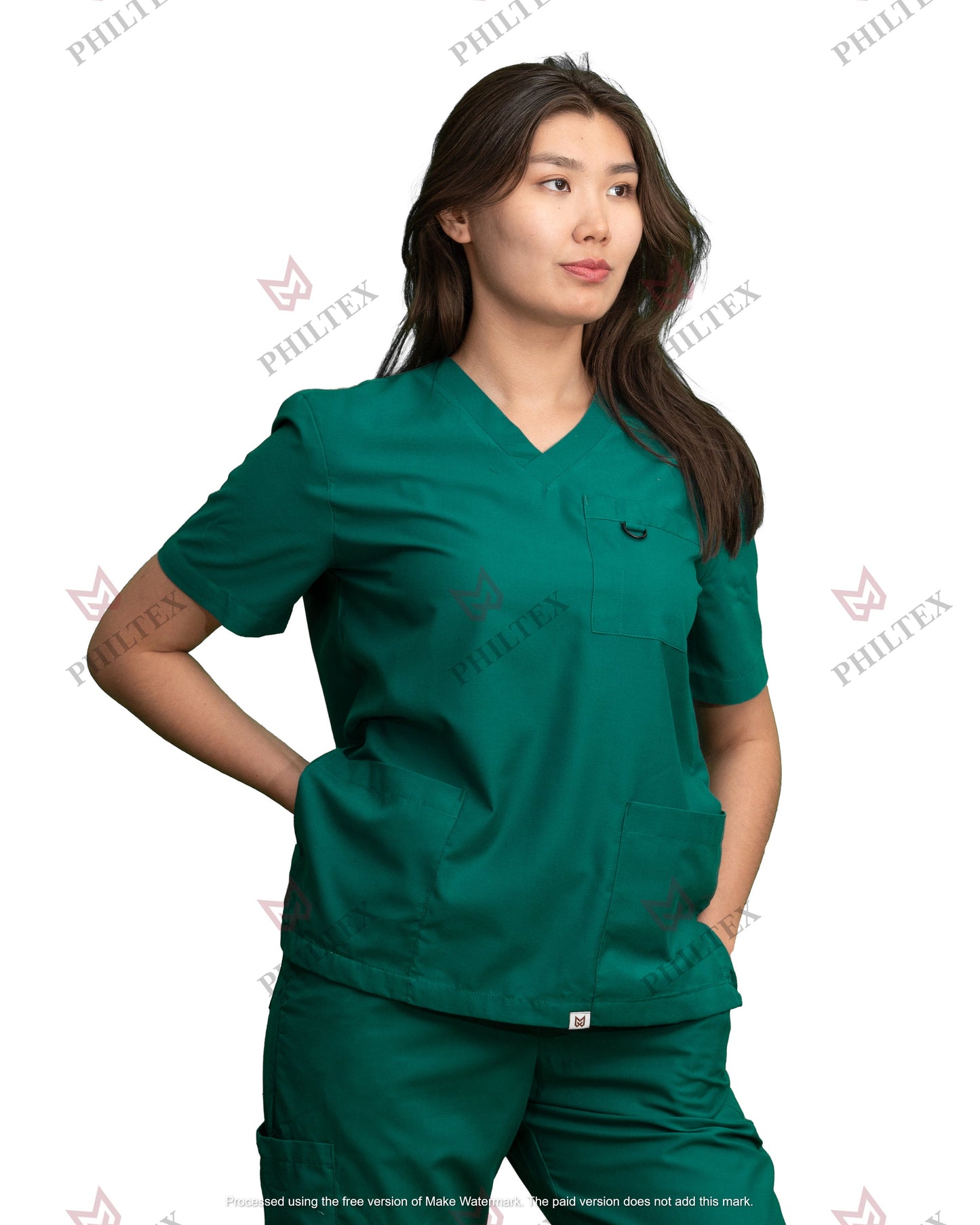 PhilTex Premium Unisex Scrub Top Hunter Green