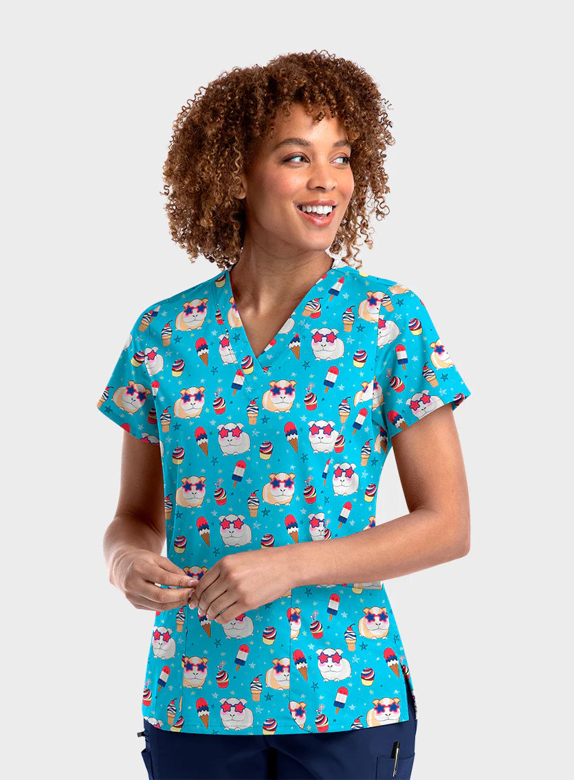 Women’s Strech V-Neck Print Top KCSO