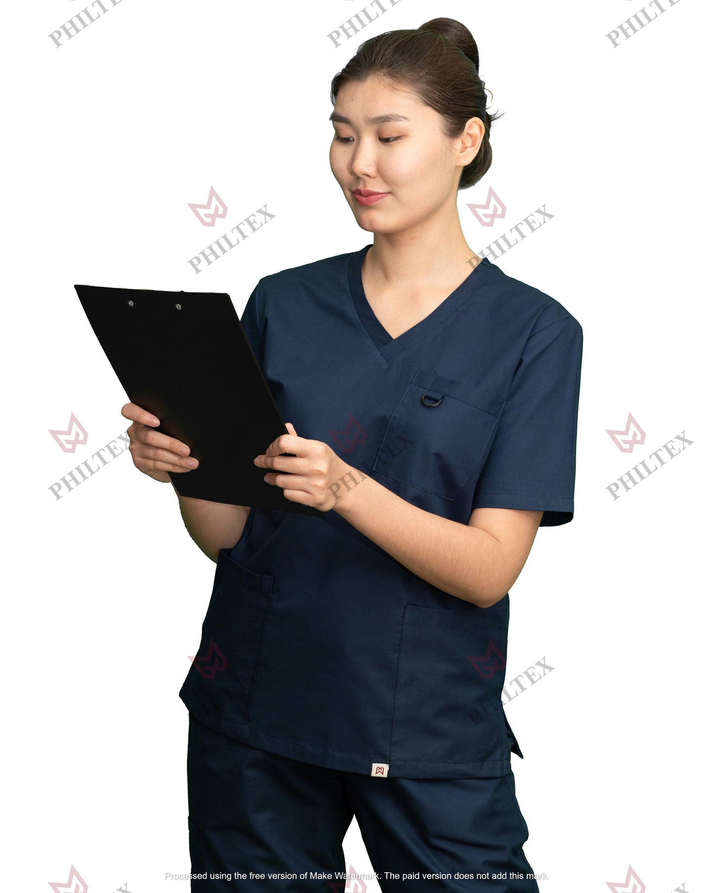 PhilTex Premium Unisex Scrub Top Navy