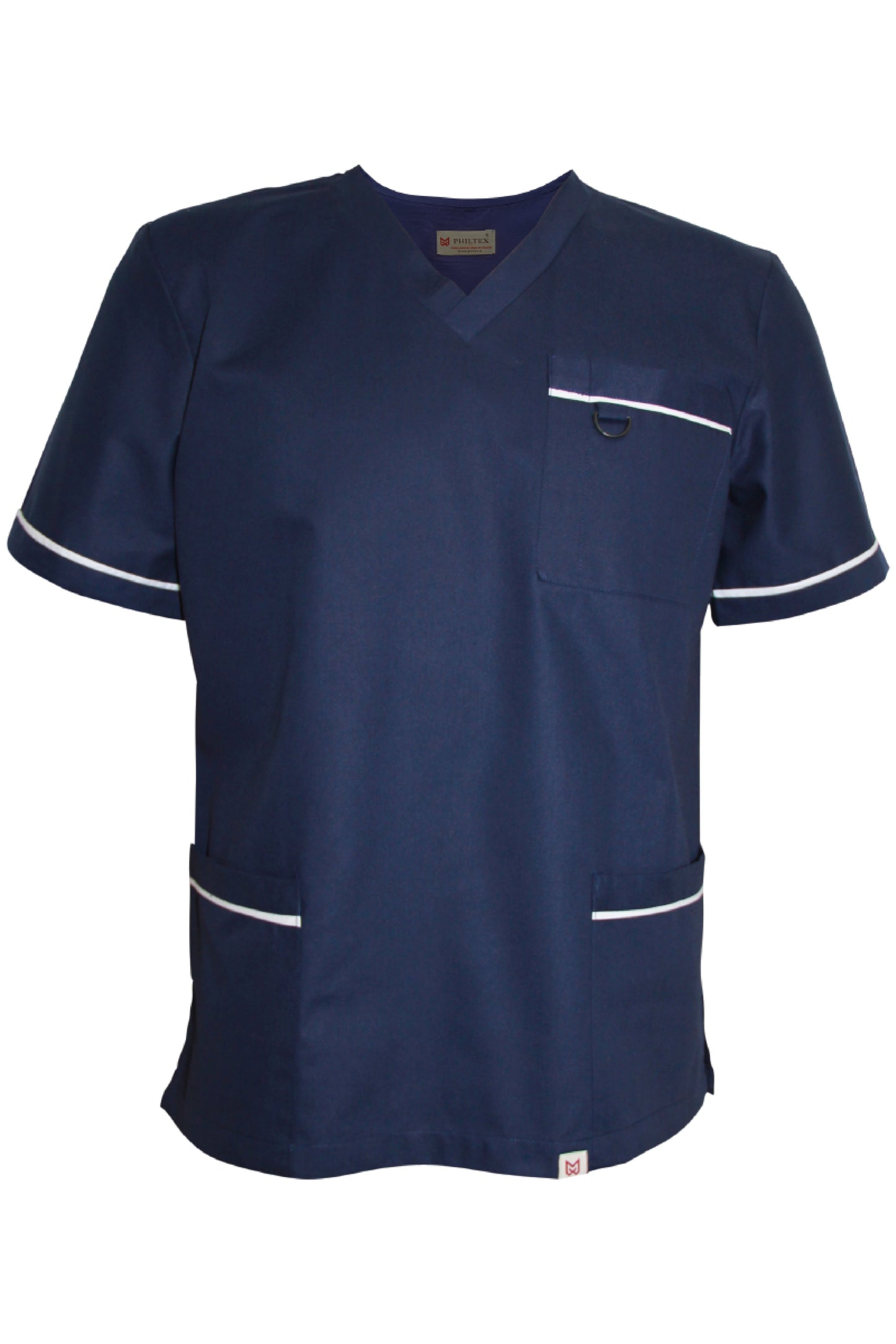 PhilTex Contrast Trim Scrub Top Navy/White