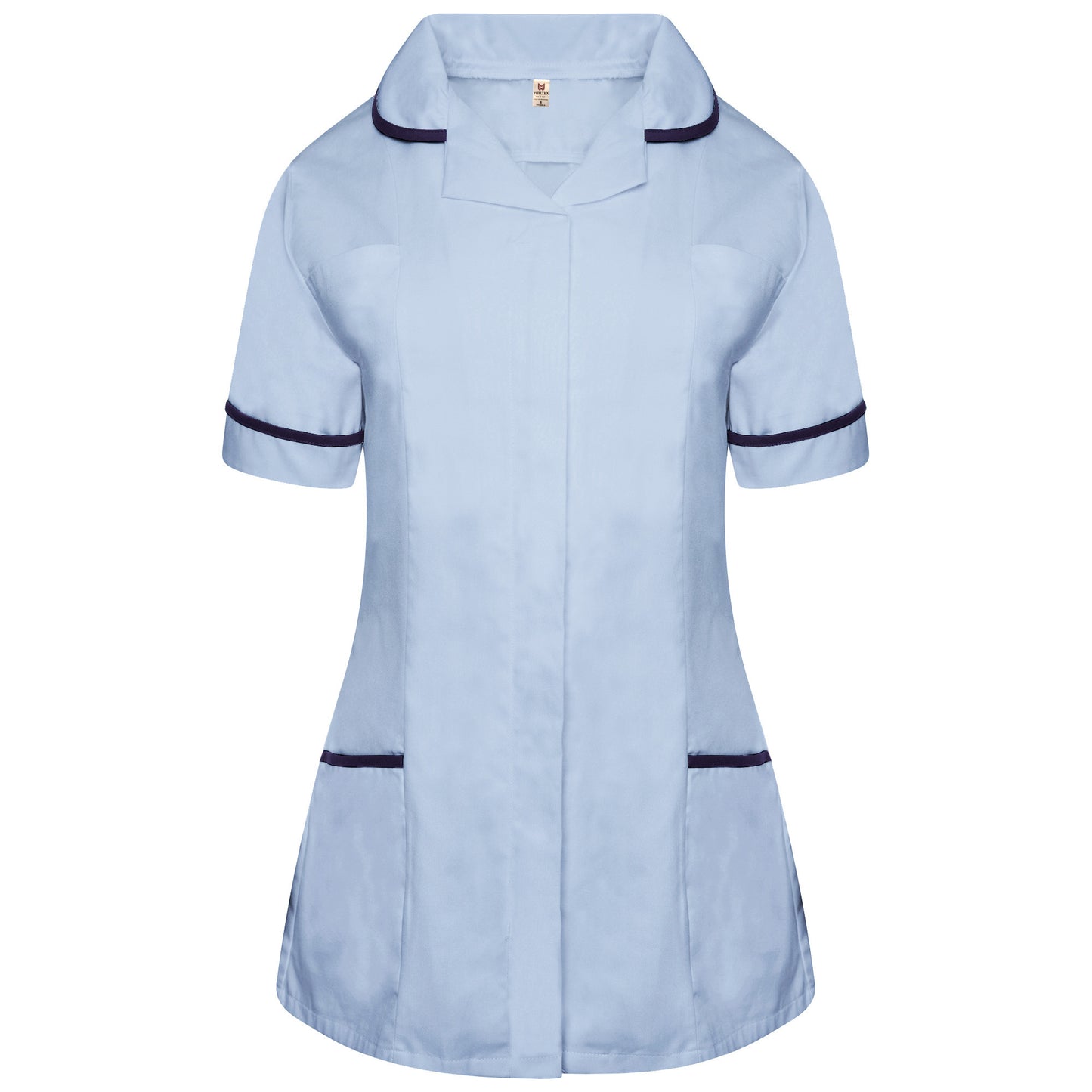 Sky with Navy trim Ladies Round Collar Tunic