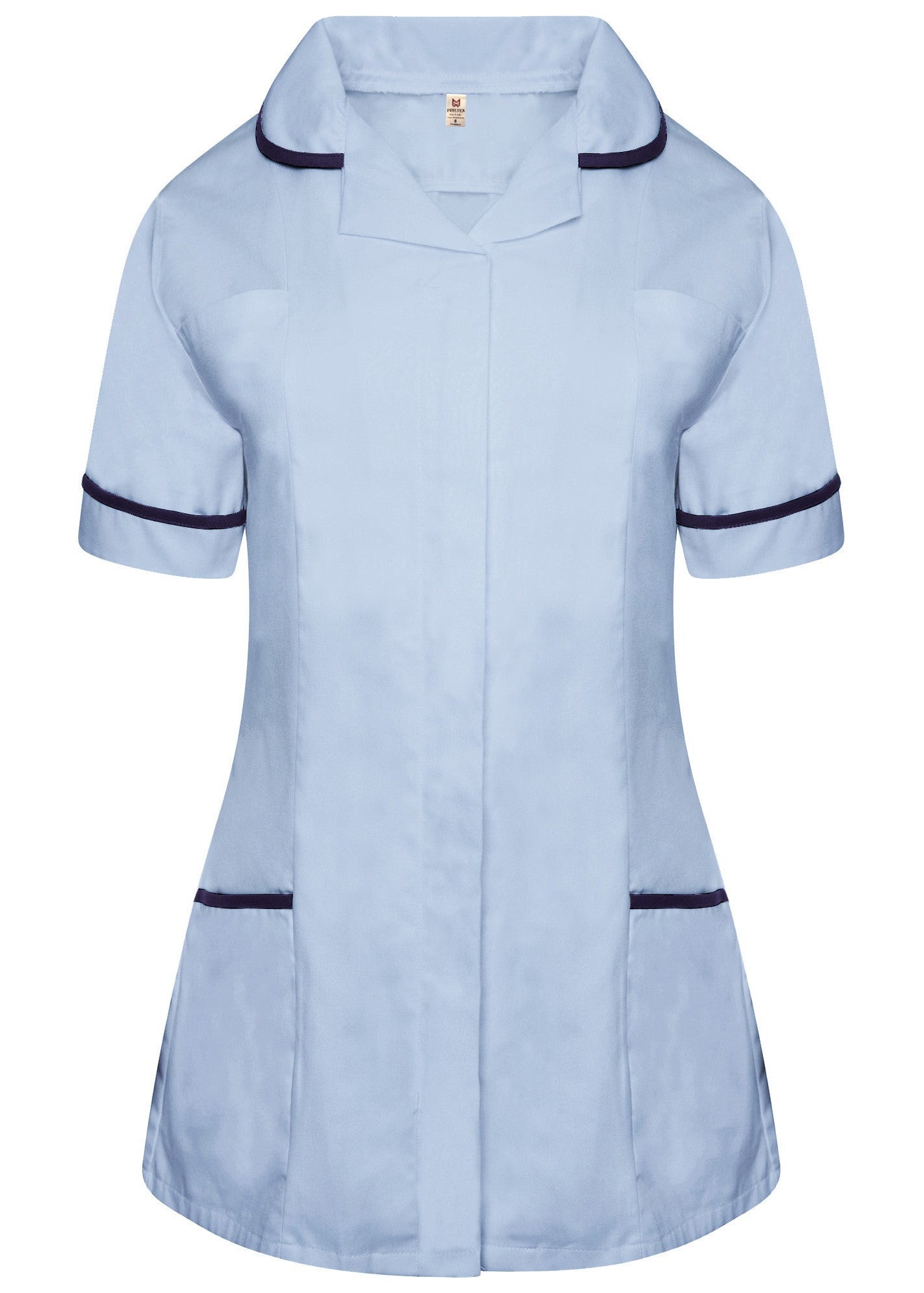 Sky with Navy trim Ladies Round Collar Tunic