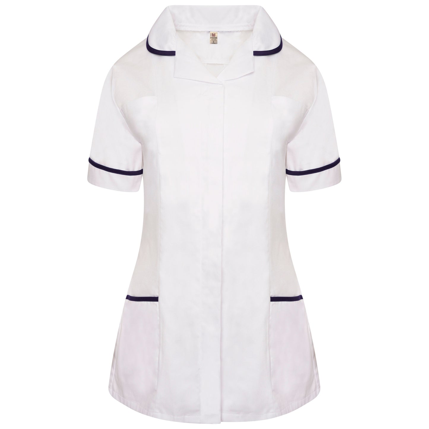 PhilTex White with Navy trim Ladies Round Collar Tunic