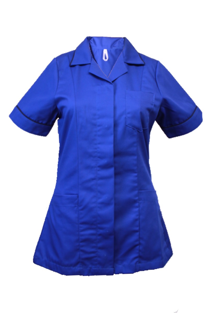Royal Blue and Navy Ladies Reverse Collar Tunic