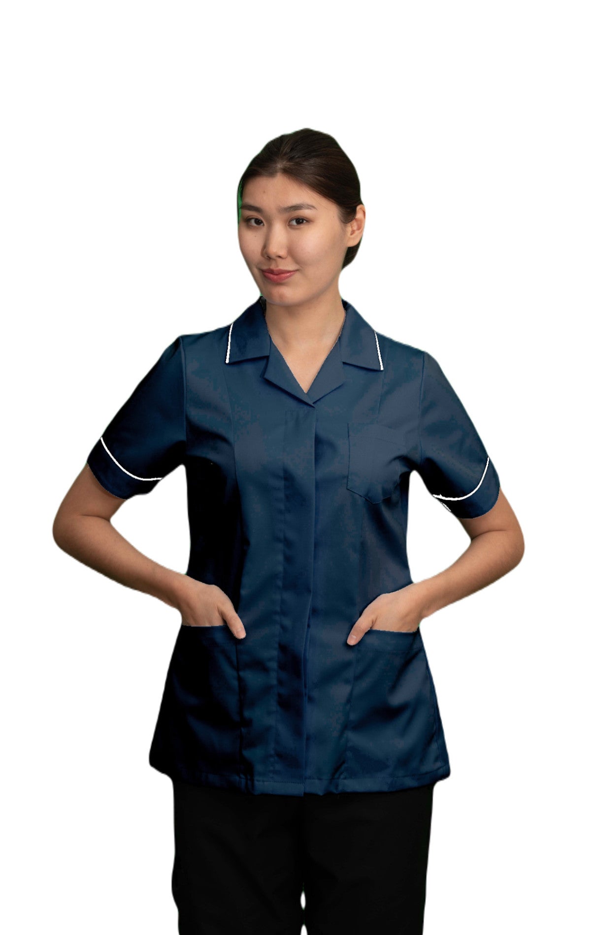 Navy and White Ladies Reverse Collar Tunic