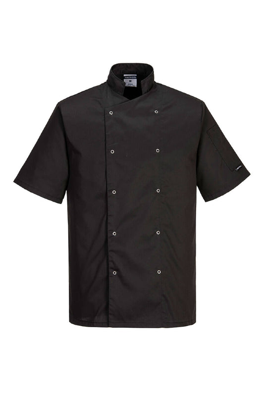 Cumbria Chefs Jacket Short Sleeve Black