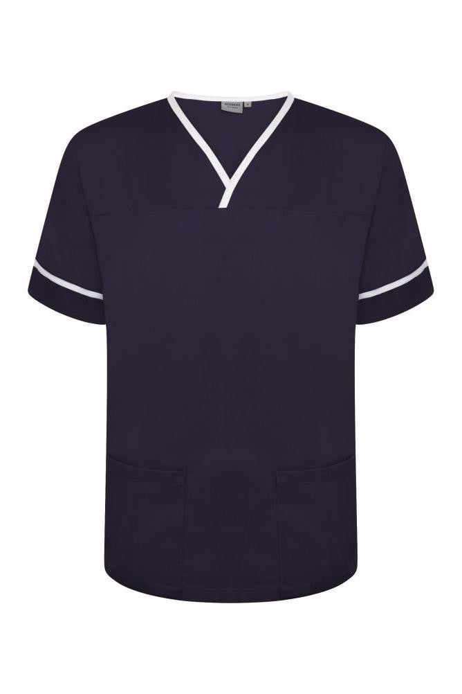 Contrast Trim Smart Scrub Top Navy/White