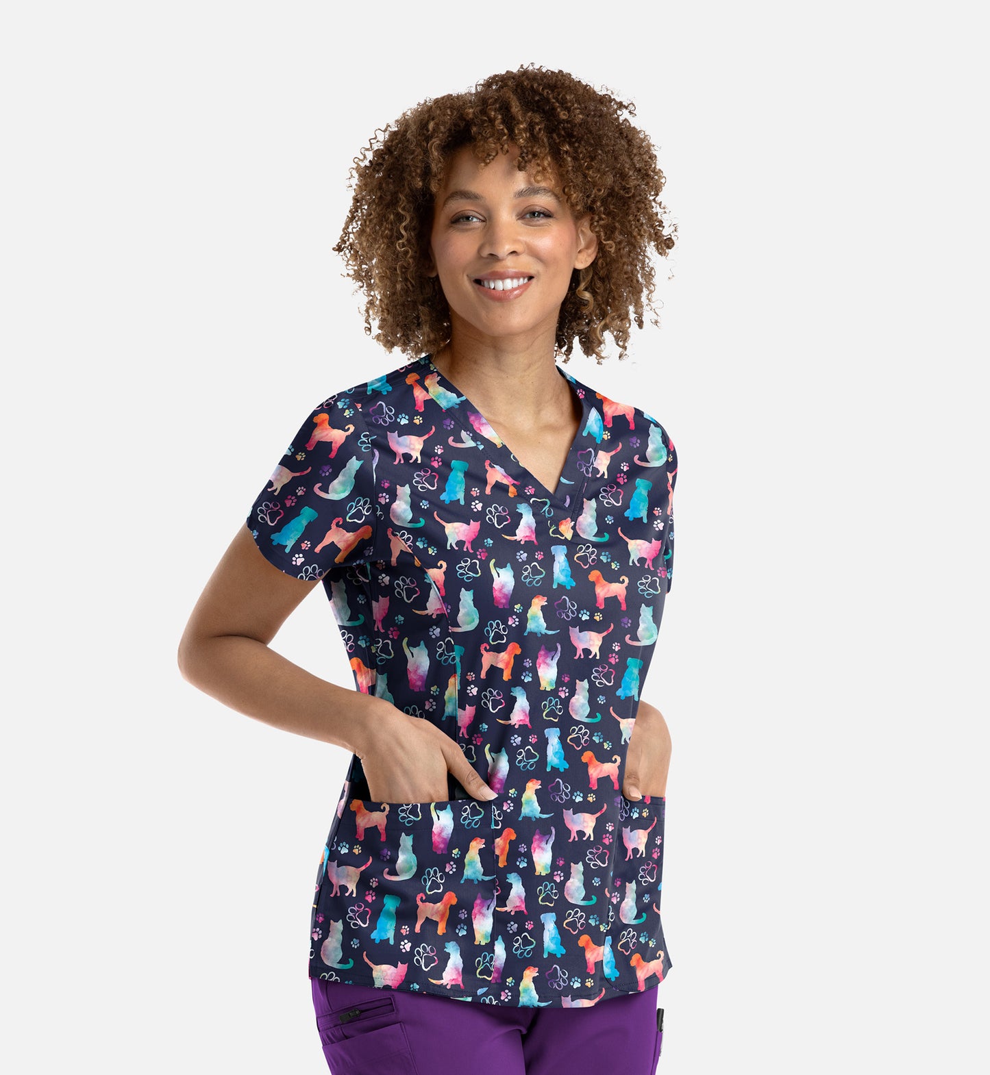 Women’s Strech V-Neck Print Top FOCO