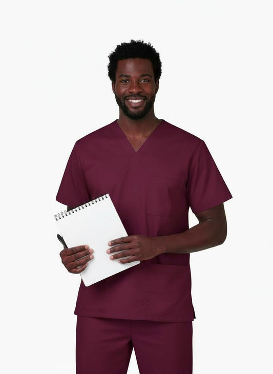 PhilTex Men's Stretch Scrub Burgundy