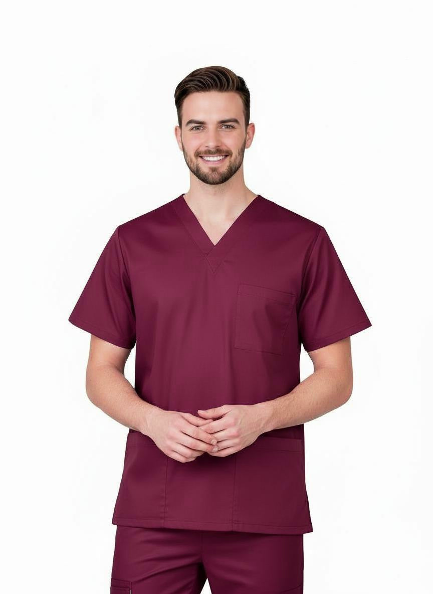 PhilTex Men's Stretch Scrub Burgundy