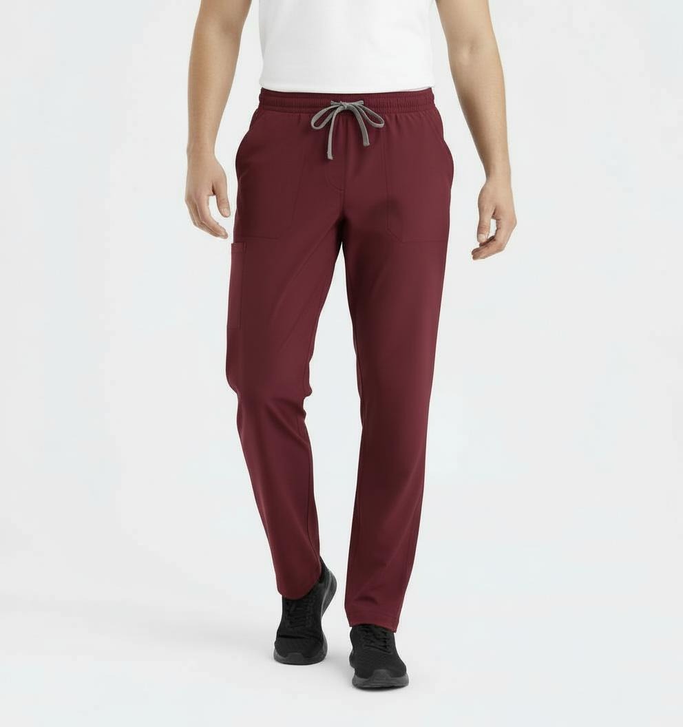 PhilTex Mens Stretch Scrub Bottoms Burgundy