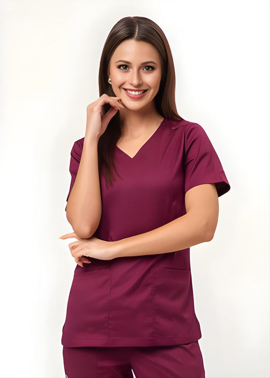 PhilTex Ladies Stretch Scrub Burgundy