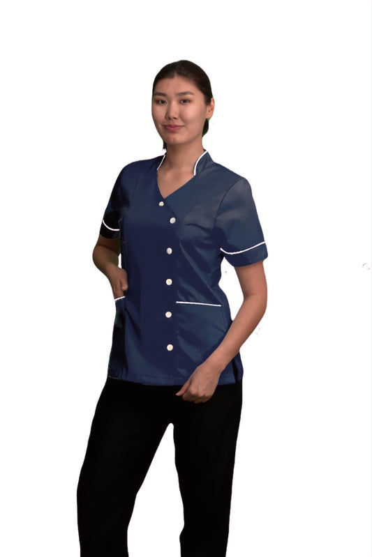 Navy Ladies Chinese Collar side Opening  Tunic