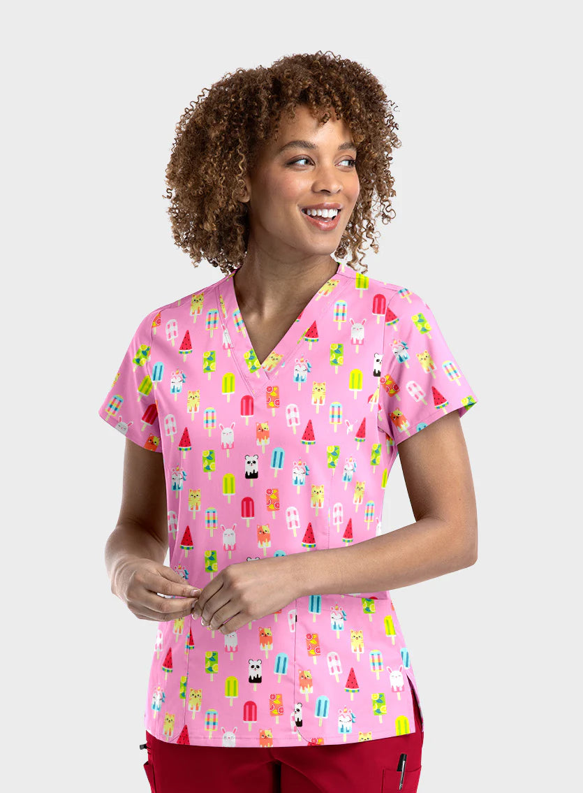 Women’s Strech V-Neck Print Top SWSM