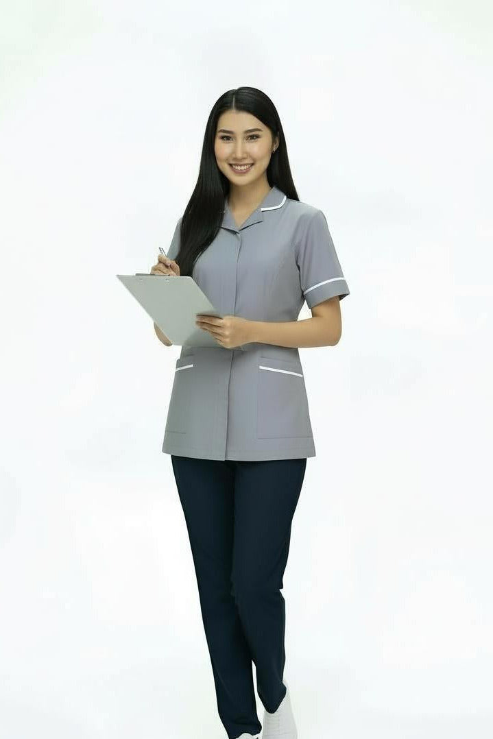 Storm Grey Ladies Round Collar Tunic