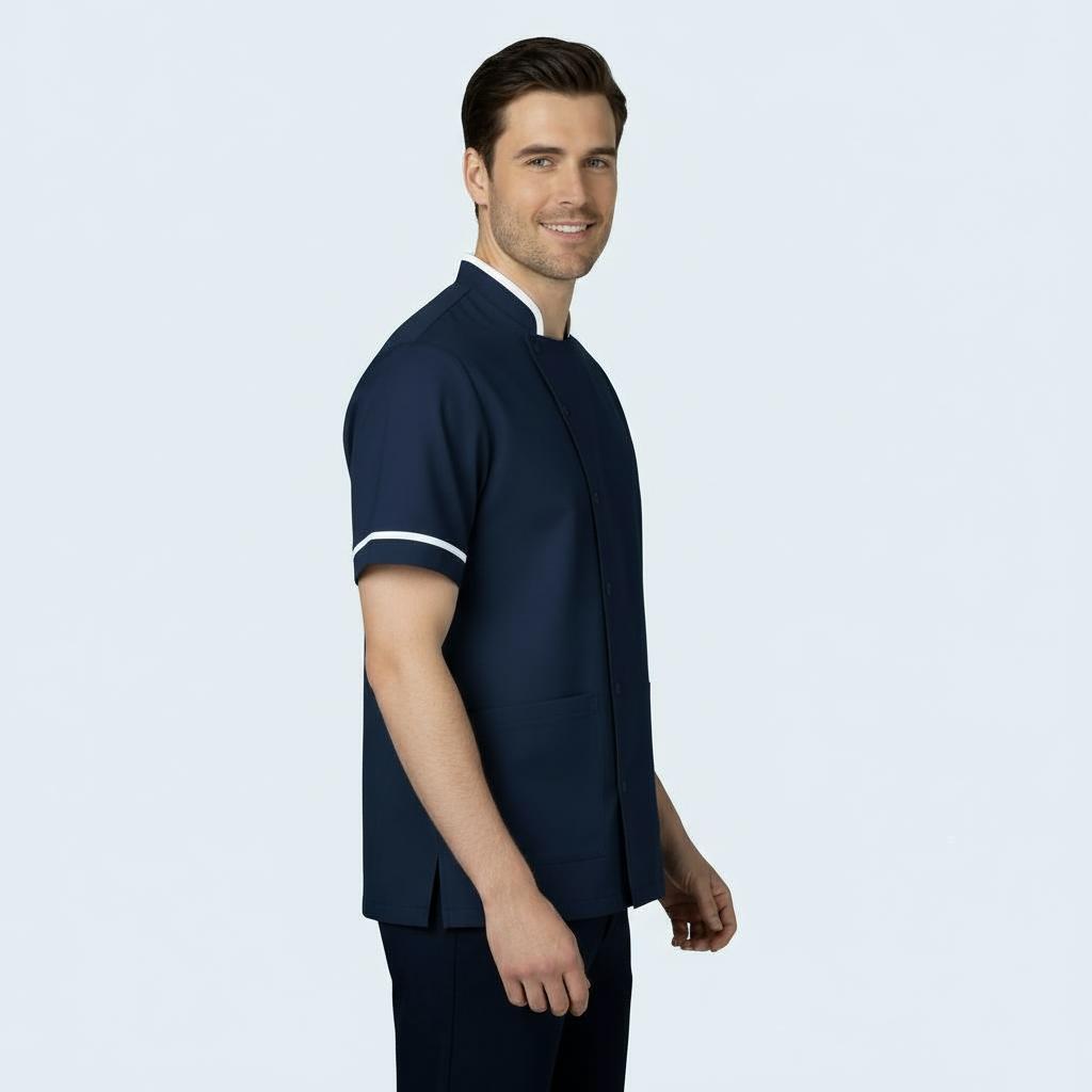 Mens Navy  Chinese Collar Tunic