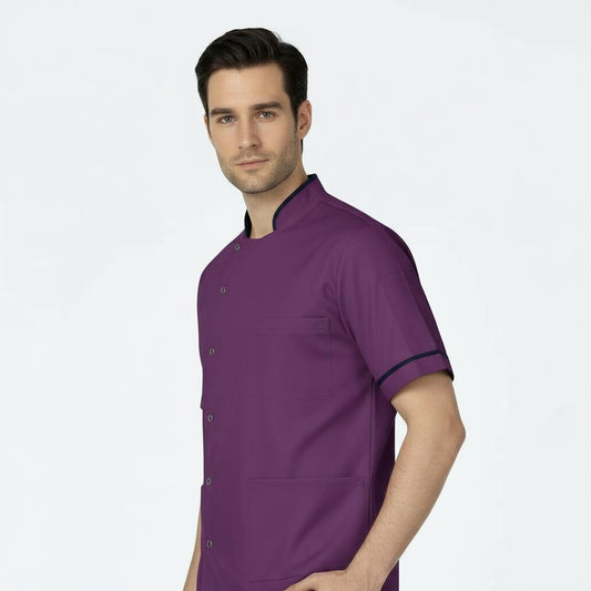 Mens Chinese Collar Tunic Purple