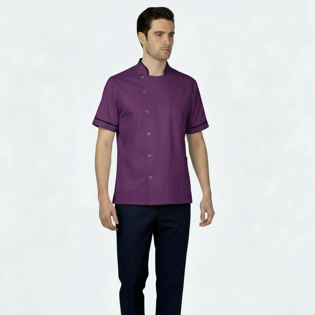 Mens Chinese Collar Tunic Purple