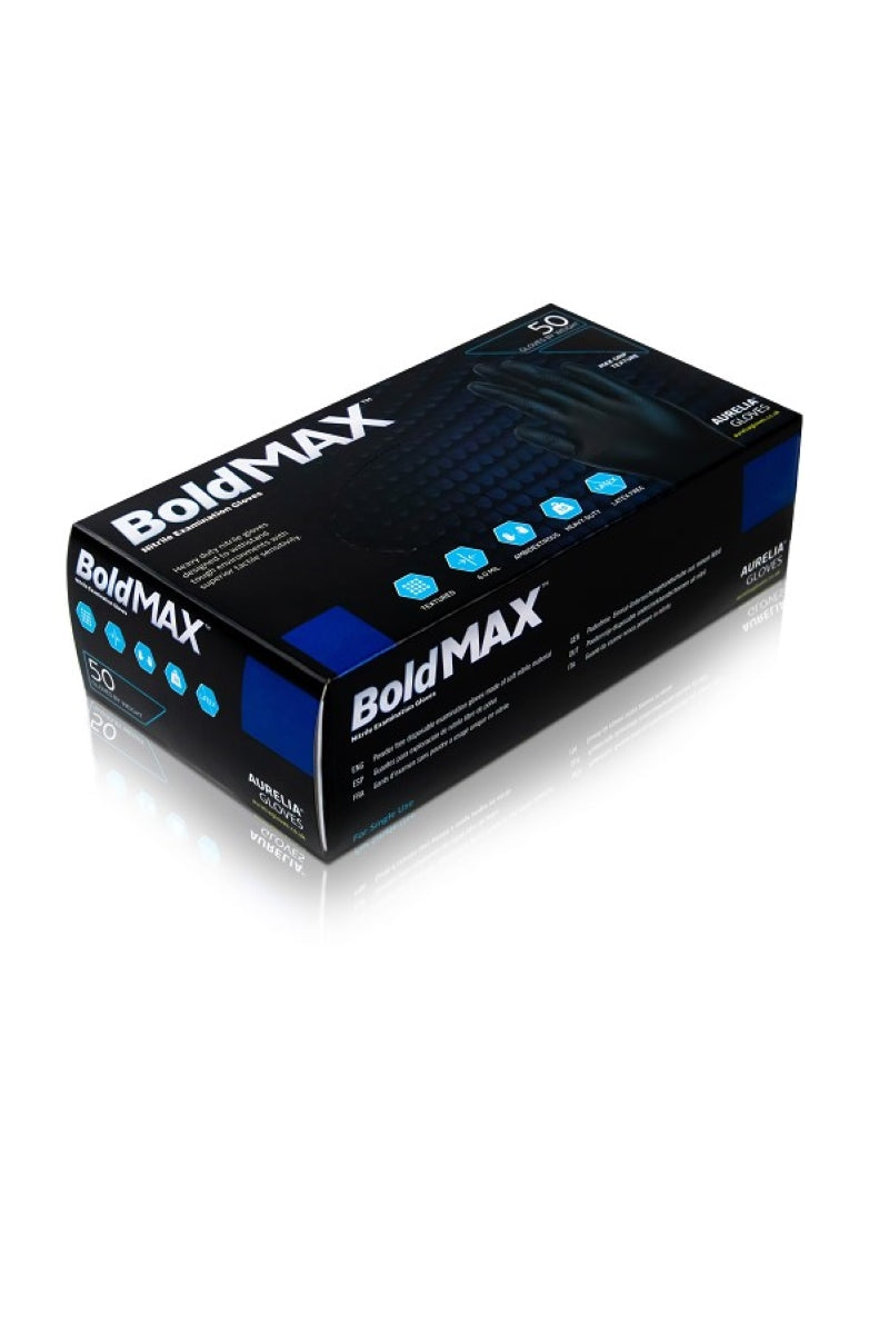 BoldMax Black Nitrile Powder Free Gloves 50pk