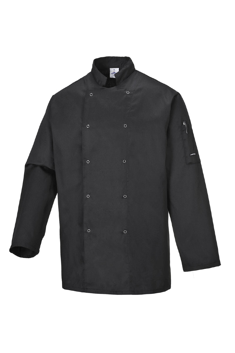 Suffolk Chefs Jacket Long Sleeve Black