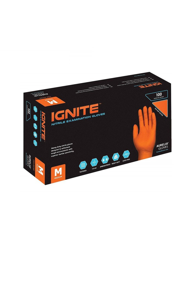 Ignite - Diamond Textured Orange Nitrile gloves 100pk