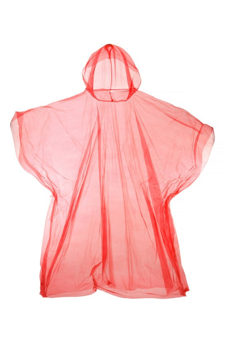Emergency hooded plastic poncho